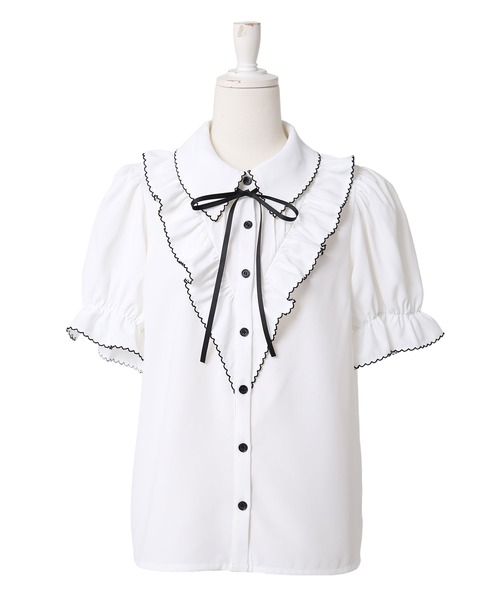 DearMyLoveRose(ディアマイラブローズ)の「上品大人フリル半袖シャツブラウス(シャツ/ブラウス・レディース・ホワイト/ブラック・LL~3L/L~LL/M-L)」の17枚目の写真