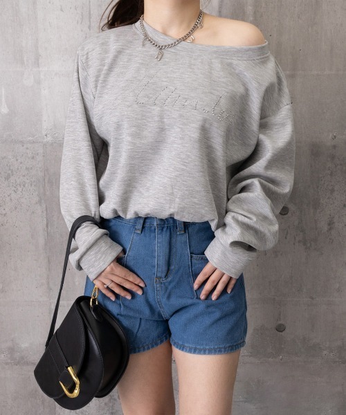 Miniministore(ミニミニストア)の「ビジューロゴオフショルスウェットトップス(スウェット・レディース・グレー・M/L)」の15枚目の写真