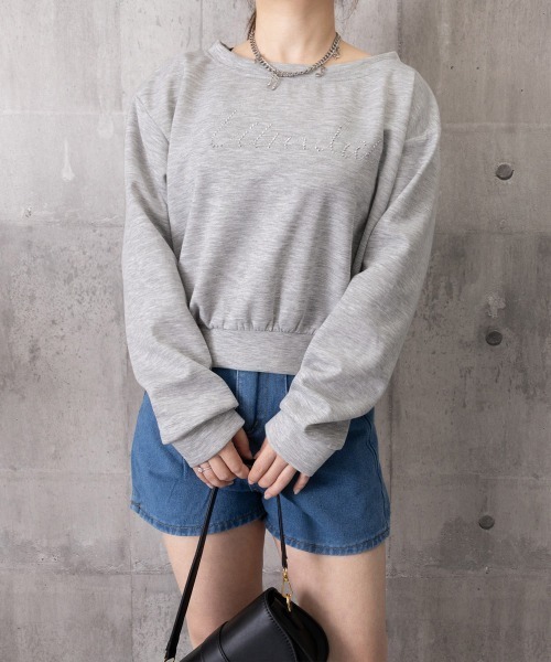 Miniministore(ミニミニストア)の「ビジューロゴオフショルスウェットトップス(スウェット・レディース・グレー・M/L)」の16枚目の写真