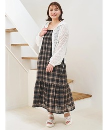 【大きいサイズ】チェックシャーリングワンピース