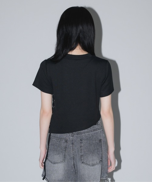 17HR(セブンティーンアワーズ)の「サイドレースアップリブTシャツ(Tシャツ/カットソー・レディース・ブルー/ホワイト/ブラック・FREE)」の21枚目の写真