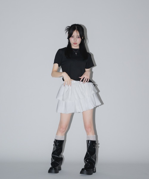 17HR(セブンティーンアワーズ)の「サイドレースアップリブTシャツ(Tシャツ/カットソー・レディース・ブルー/ホワイト/ブラック・FREE)」の10枚目の写真