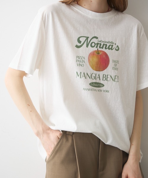 Crisp(クリスプ)の「apple print T / アップルプリントT(Tシャツ/カットソー・レディース・イエロー/ホワイト・FREE)」の17枚目の写真