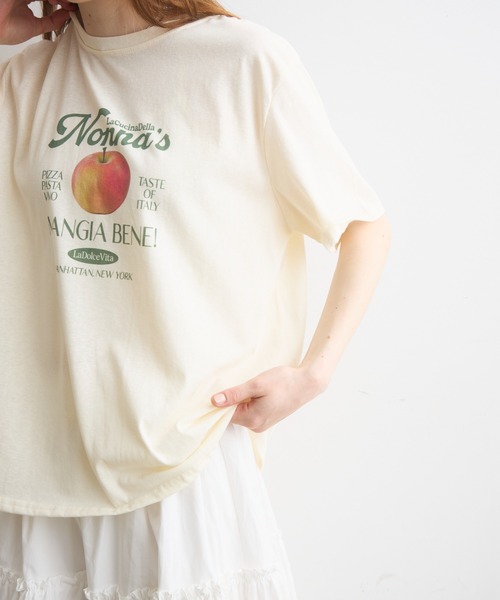 Crisp(クリスプ)の「apple print T / アップルプリントT(Tシャツ/カットソー・レディース・イエロー/ホワイト・FREE)」の9枚目の写真