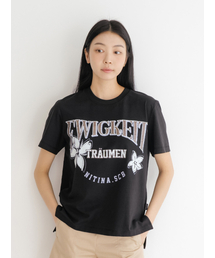 グラフィックプリント半袖TシャツBK