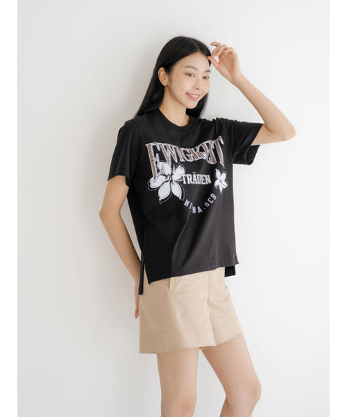 NITINA(ニティナ)の「グラフィックプリント半袖TシャツBK(Tシャツ/カットソー・レディース・ブラック・F)」の4枚目の写真