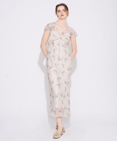 ME COUTURE(ミークチュール)の「Violetteラメシフォンドレス(ワンピース・レディース・アイボリー/ベビーピンク・00/FREE)」の1枚目の写真