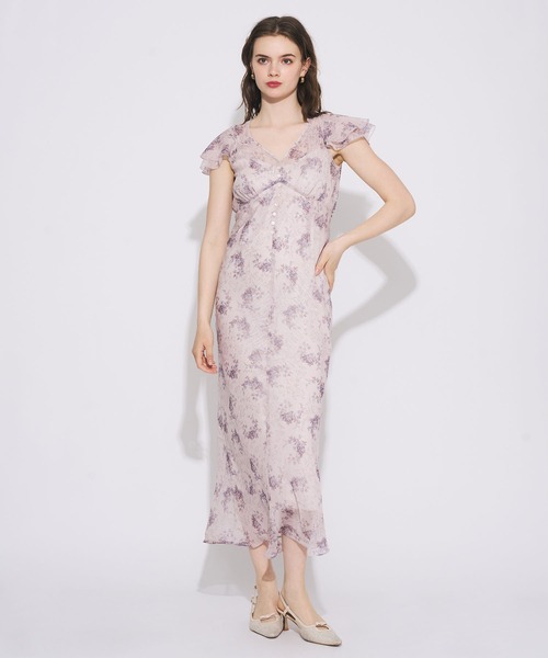 ME COUTURE(ミークチュール)の「Violetteラメシフォンドレス(ワンピース・レディース・アイボリー/ベビーピンク・00/FREE)」の6枚目の写真