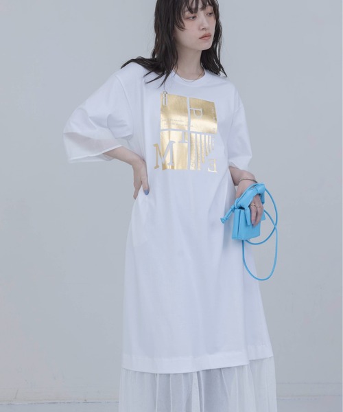 Eimee Law(エイミーロウ)の「箔プリント タックスリーブワンピース(ワンピース・レディース・オフホワイト/ブラック・FREE)」の7枚目の写真