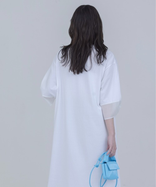 Eimee Law(エイミーロウ)の「箔プリント タックスリーブワンピース(ワンピース・レディース・オフホワイト/ブラック・FREE)」の10枚目の写真