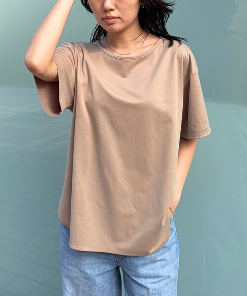 Rouge vif(ルージュヴィフ)の「ヴィンテージキュプラジャージー半袖プルオーバー/Tシャツ/通勤/夏服/日本製(Tシャツ/カットソー・レディース・ブラック/ホワイト/ベージュ・フリー)」の12枚目の写真
