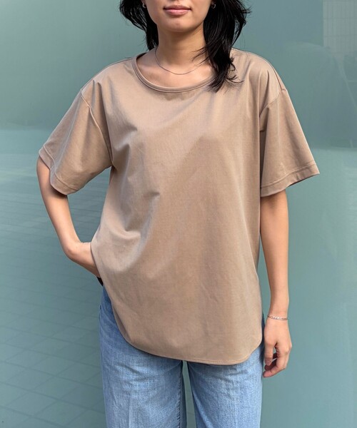 Rouge vif(ルージュヴィフ)の「ヴィンテージキュプラジャージー半袖プルオーバー/Tシャツ/通勤/夏服/日本製(Tシャツ/カットソー・レディース・ブラック/ホワイト/ベージュ・フリー)」の13枚目の写真