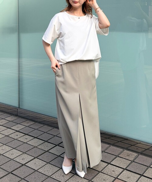 Rouge vif(ルージュヴィフ)の「ヴィンテージキュプラジャージー半袖プルオーバー/Tシャツ/通勤/夏服/日本製(Tシャツ/カットソー・レディース・ブラック/ホワイト/ベージュ・フリー)」の16枚目の写真