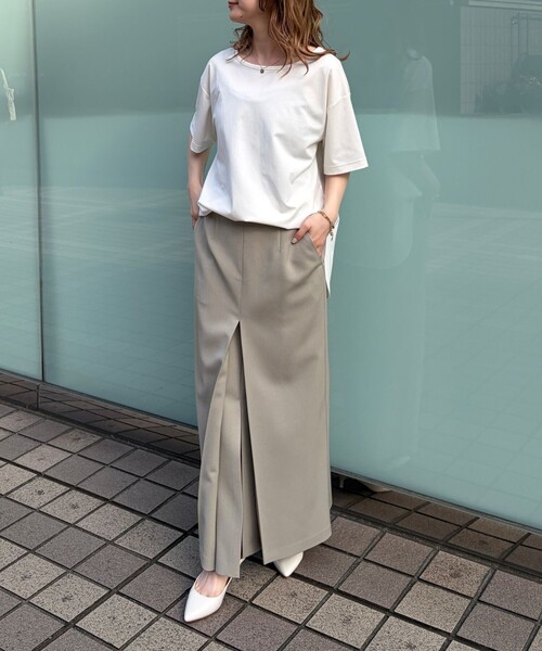 Rouge vif(ルージュヴィフ)の「ヴィンテージキュプラジャージー半袖プルオーバー/Tシャツ/通勤/夏服/日本製(Tシャツ/カットソー・レディース・ブラック/ホワイト/ベージュ・フリー)」の17枚目の写真