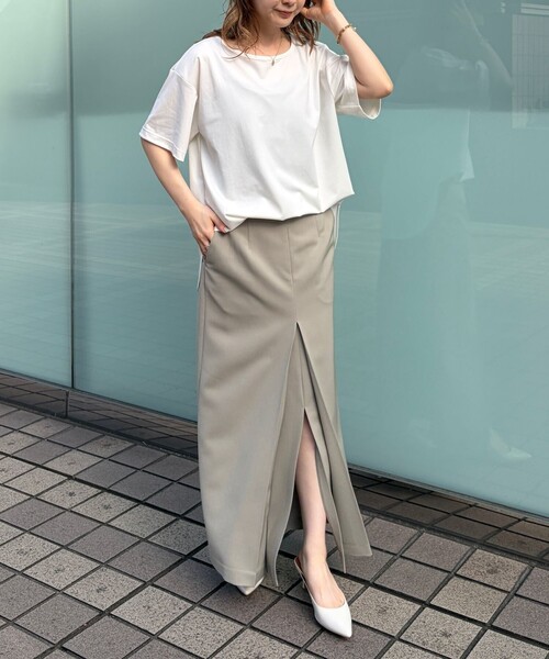 Rouge vif(ルージュヴィフ)の「ヴィンテージキュプラジャージー半袖プルオーバー/Tシャツ/通勤/夏服/日本製(Tシャツ/カットソー・レディース・ブラック/ホワイト/ベージュ・フリー)」の18枚目の写真