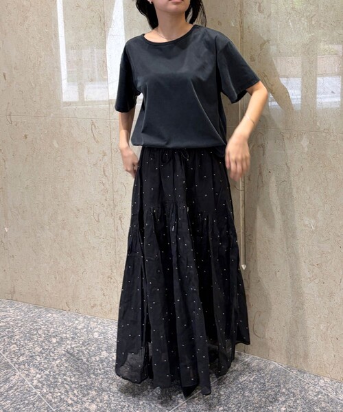 Rouge vif(ルージュヴィフ)の「ヴィンテージキュプラジャージー半袖プルオーバー/Tシャツ/通勤/夏服/日本製(Tシャツ/カットソー・レディース・ブラック/ホワイト/ベージュ・フリー)」の21枚目の写真