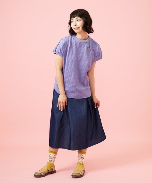 Jocomomola(ホコモモラ)の「Flor デニム 刺繍入りフレアスカート(デニムスカート・レディース・ネイビー/ブルー・40)」の13枚目の写真