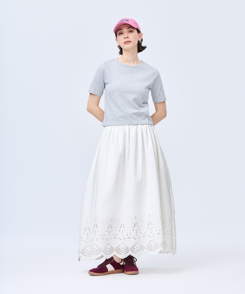 coca(coca)(コカ)の「パンチングレースフレアスカート(スカート・レディース・ホワイト・L/M)」の2枚目の写真