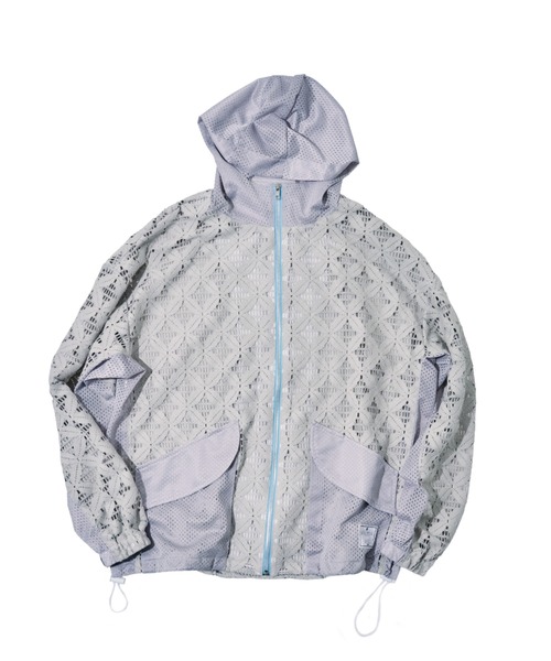 EFFECTEN(エフェクテン)の「【EFFECTEN】Flower mesh zip hoodie(パーカー・メンズ・グレー/ブラック・FREE)」の2枚目の写真