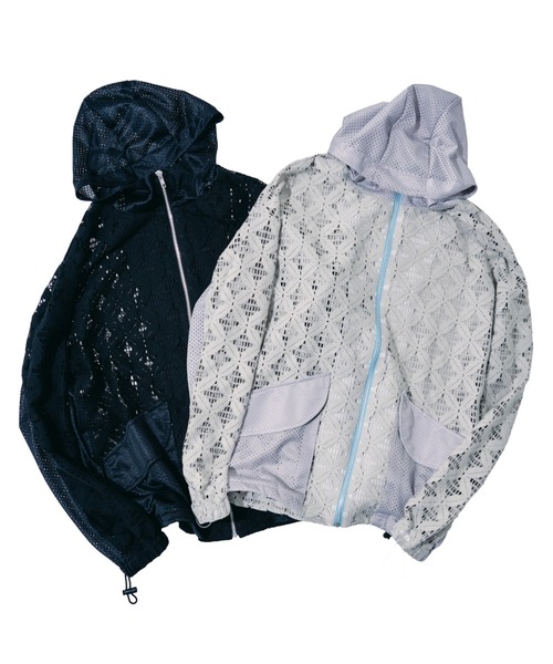 EFFECTEN(エフェクテン)の「【EFFECTEN】Flower mesh zip hoodie(パーカー・メンズ・グレー/ブラック・FREE)」の12枚目の写真