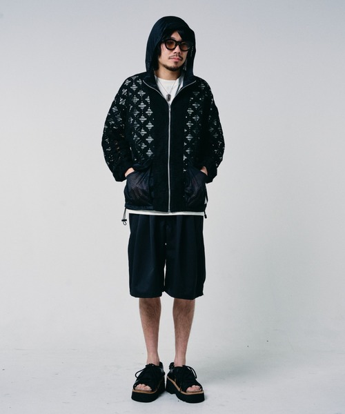 EFFECTEN(エフェクテン)の「【EFFECTEN】Flower mesh zip hoodie(パーカー・メンズ・グレー/ブラック・FREE)」の11枚目の写真