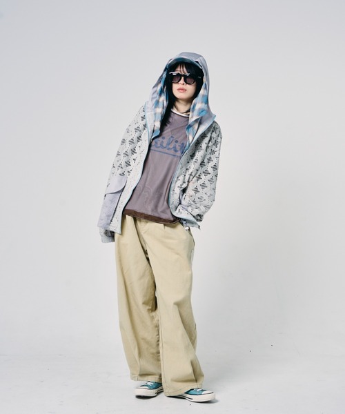 EFFECTEN(エフェクテン)の「【EFFECTEN】Flower mesh zip hoodie(パーカー・メンズ・グレー/ブラック・FREE)」の8枚目の写真