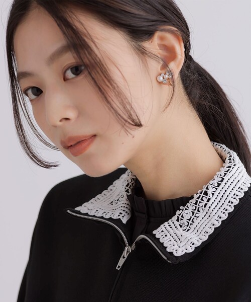 組曲 L(クミキョク オオキイサイズ)の「オーガンニットスウェット ジップカーディガン(カーディガン/ボレロ・レディース・ブラック系・5/6)」の2枚目の写真