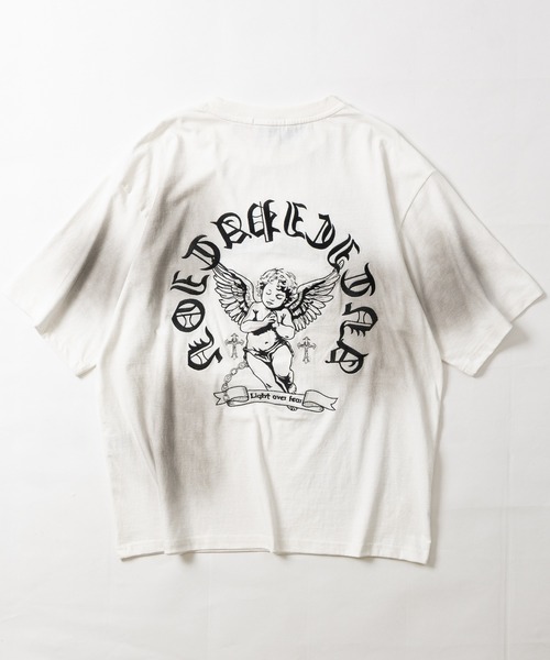 JOHN'S CLOSET(ジョンズクローゼット)の「【31】エンジェルデザイン ピグメント/スプレー加工 Tシャツ(Tシャツ/カットソー・メンズ・ピンク/ホワイト/チャコールグレー・MEDIUM/LARGE)」の10枚目の写真