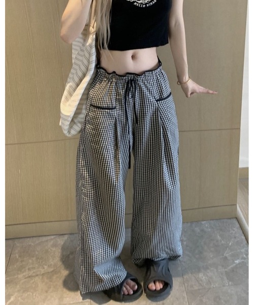 inst.ALL(インストール)の「ギンガムチェックイージーワイドパンツ(その他パンツ・レディース・ブラック×ホワイト・M/L)」の4枚目の写真