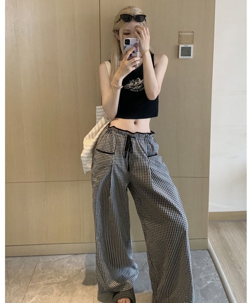 inst.ALL(インストール)の「ギンガムチェックイージーワイドパンツ(その他パンツ・レディース・ブラック×ホワイト・M/L)」の5枚目の写真