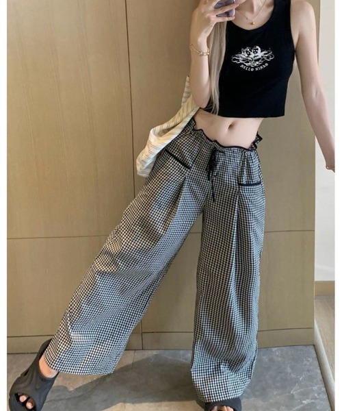 inst.ALL(インストール)の「ギンガムチェックイージーワイドパンツ(その他パンツ・レディース・ブラック×ホワイト・M/L)」の6枚目の写真