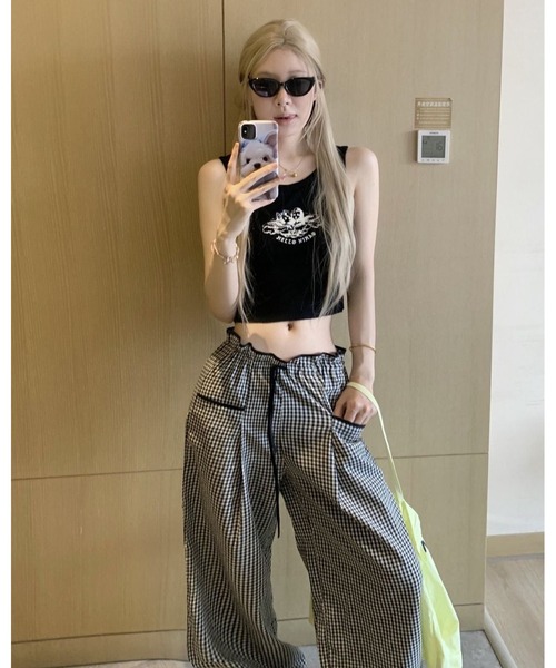 inst.ALL(インストール)の「ギンガムチェックイージーワイドパンツ(その他パンツ・レディース・ブラック×ホワイト・M/L)」の7枚目の写真
