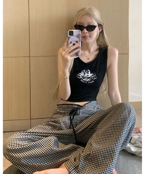 inst.ALL(インストール)の「ギンガムチェックイージーワイドパンツ(その他パンツ・レディース・ブラック×ホワイト・M/L)」の8枚目の写真