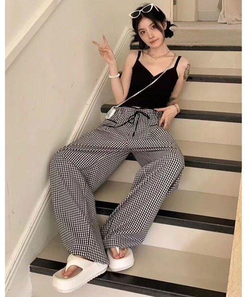 inst.ALL(インストール)の「ギンガムチェックイージーワイドパンツ(その他パンツ・レディース・ブラック×ホワイト・M/L)」の11枚目の写真
