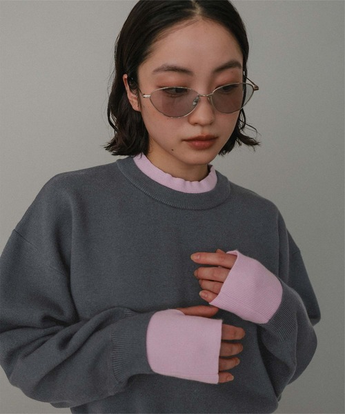 miette(ミエット)の「スウェットライクフィンガーニットプルオーバー(ニット/セーター・レディース・ライトグレー/ブラウン/グレー・FREE)」の1枚目の写真
