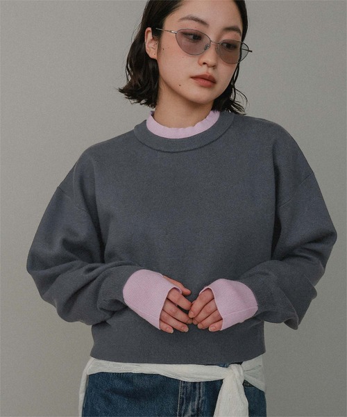 miette(ミエット)の「スウェットライクフィンガーニットプルオーバー(ニット/セーター・レディース・ライトグレー/ブラウン/グレー・FREE)」の13枚目の写真