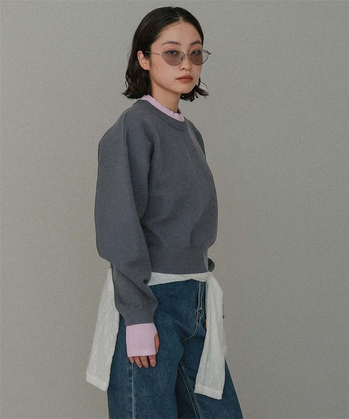 miette(ミエット)の「スウェットライクフィンガーニットプルオーバー(ニット/セーター・レディース・ライトグレー/ブラウン/グレー・FREE)」の14枚目の写真