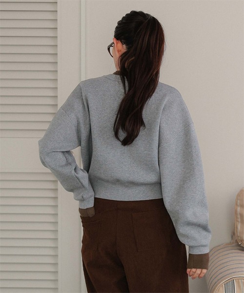 miette(ミエット)の「スウェットライクフィンガーニットプルオーバー(ニット/セーター・レディース・ライトグレー/ブラウン/グレー・FREE)」の6枚目の写真