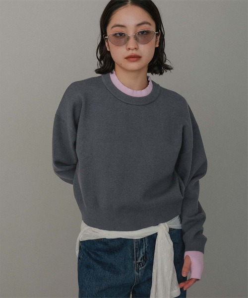 miette(ミエット)の「スウェットライクフィンガーニットプルオーバー(ニット/セーター・レディース・ライトグレー/ブラウン/グレー・FREE)」の15枚目の写真