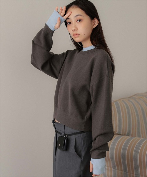 miette(ミエット)の「スウェットライクフィンガーニットプルオーバー(ニット/セーター・レディース・ライトグレー/ブラウン/グレー・FREE)」の22枚目の写真