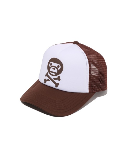 A BATHING APE(アベイシングエイプ)の「BABY MILO CROSSBONE MESH CAP(キャップ・メンズ・ブラック/パープル/ブラウン/ピンク・FREE)」の1枚目の写真