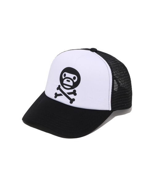 A BATHING APE(アベイシングエイプ)の「BABY MILO CROSSBONE MESH CAP(キャップ・メンズ・ブラック/パープル/ブラウン/ピンク・FREE)」の2枚目の写真