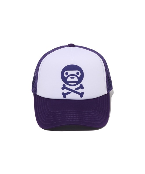 A BATHING APE(アベイシングエイプ)の「BABY MILO CROSSBONE MESH CAP(キャップ・メンズ・ブラック/パープル/ブラウン/ピンク・FREE)」の7枚目の写真