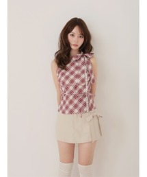 M me eme｜エムミーエメのトップス通販 - ZOZOTOWN エムエメ エムミーエメ Ribbon check sleeveless tops