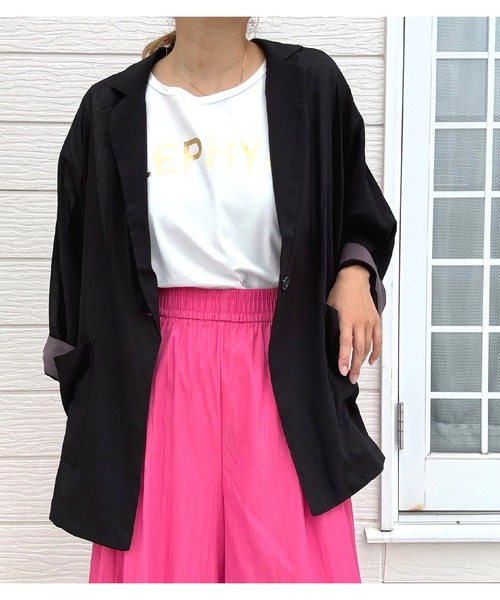 Q（キュー）の「ギャザーワイドパンツ（その他パンツ・レディース・ピンク/チャコールグレー・MEDIUM）」の9枚目の写真