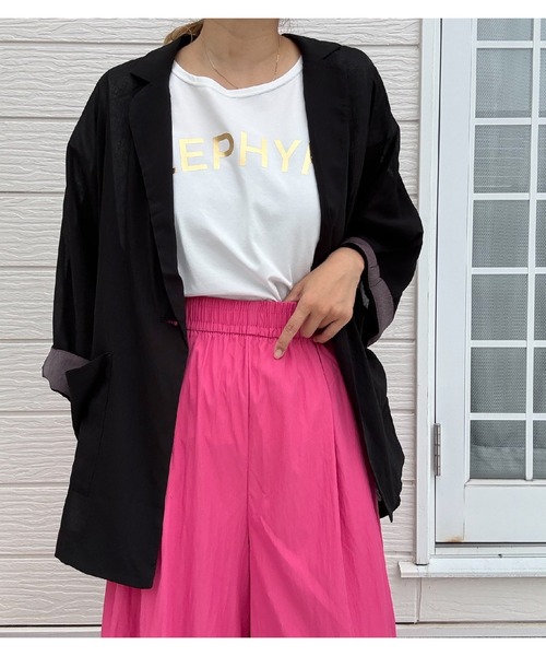 Q（キュー）の「ギャザーワイドパンツ（その他パンツ・レディース・ピンク/チャコールグレー・MEDIUM）」の10枚目の写真