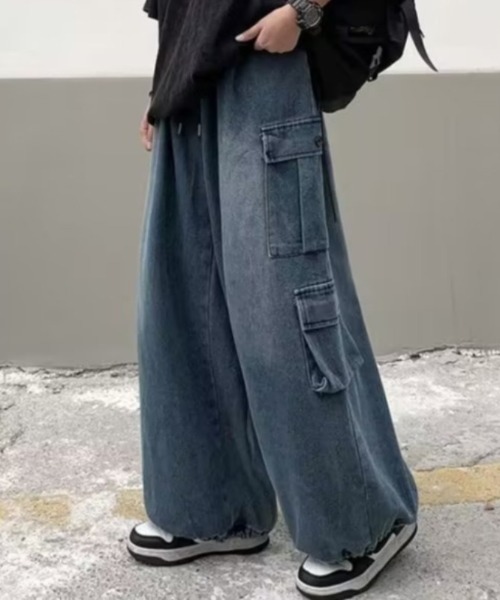 boemy(ボエミー)の「バルーンシルエット デニムカーゴパンツ(デニムパンツ・メンズ・ブラック/ブルー・XXL/3XL/XL)」の8枚目の写真
