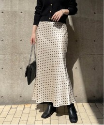 チェックorドット サテンフレアスカート