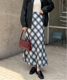 チェックorドット サテンフレアスカート