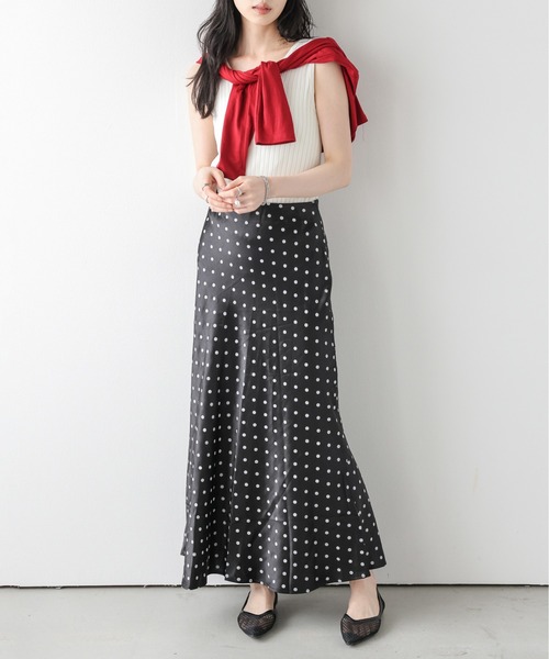 La-gemme(ラジェム)の「チェックorドット サテンフレアスカート(スカート・レディース・ベージュ/ブラック系その他/ブルーグレー/シャンパン/ブラウン系その他/ブラック・S/M/L)」の14枚目の写真